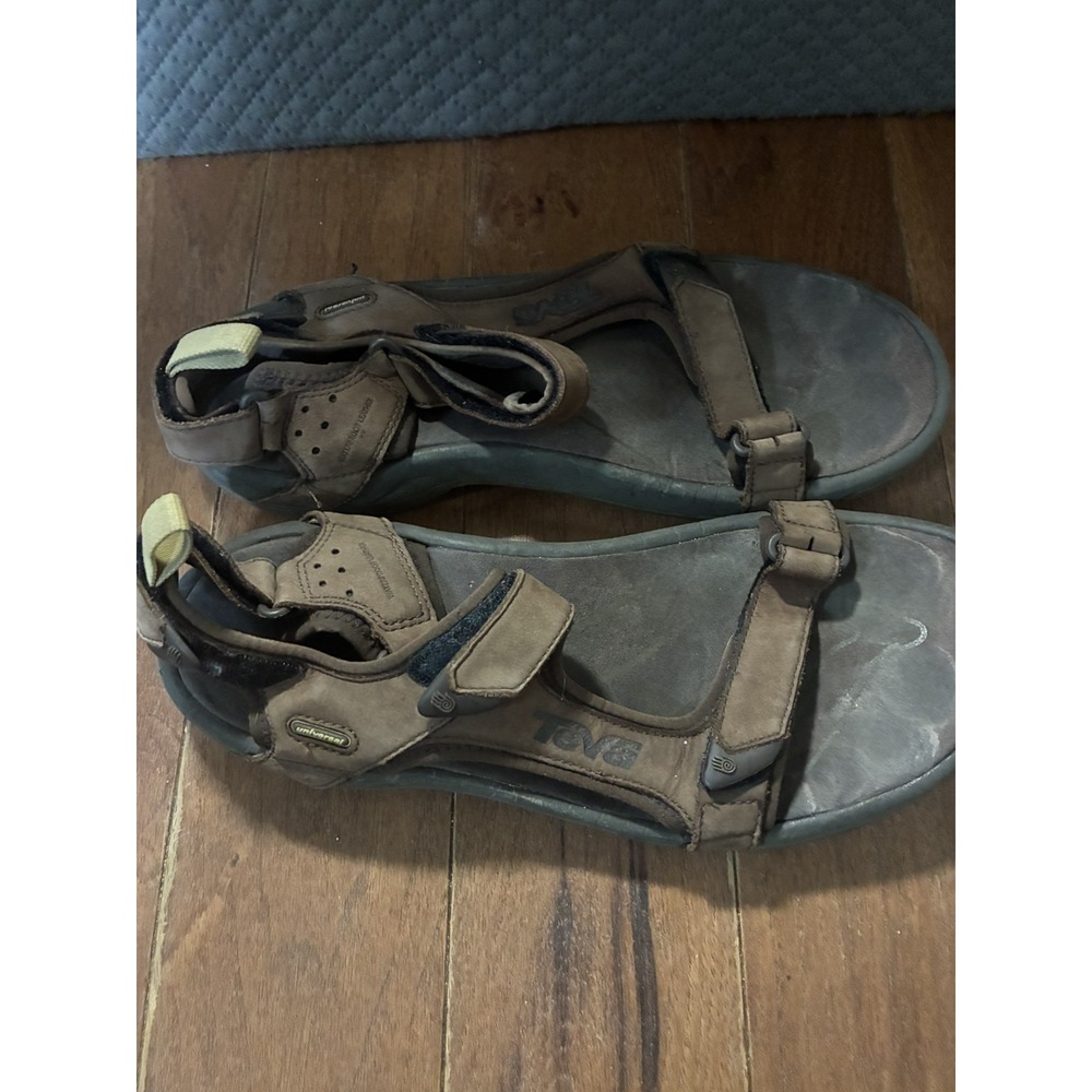 Teva Terri Fi 4 Mens Sandals Size 11 Brown Leather Adjustable Strap Hiking